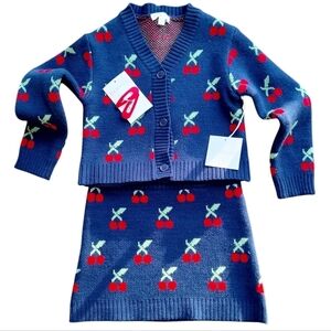 Btween Navy Cherry Boho Preppy Kids Matching Set Size 4T